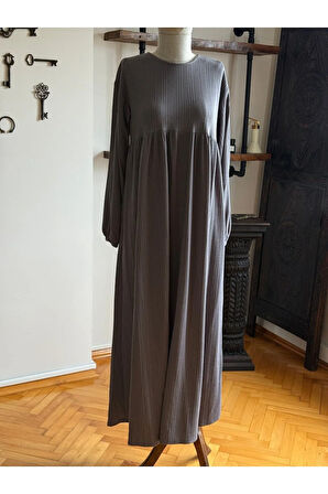 Robalı Saç Örme Elbise 2404 NAVRA |