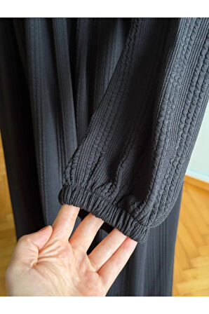 Robalı Saç Örme Elbise 2404 NAVRA |