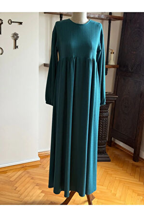 Robalı Saç Örme Elbise 2404 NAVRA |