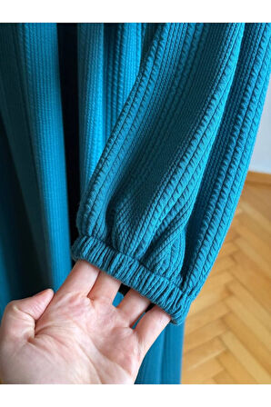 Robalı Saç Örme Elbise 2404 NAVRA |