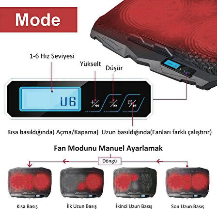 Concord C-884 4 Fanlı Kademeli Oyuncu Gaming Laptop Soğutucu Stand Cooler