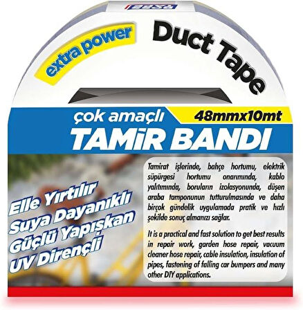 Çok Amaçlı Suya Dayanıklı Tamir Bandı Gri 48mm*10m