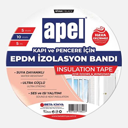 Kapı Pencere İzolasyon Bant 5mm x 10mm x 5m Siyah