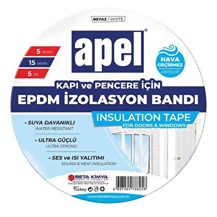 Kapı ve Pencere İzolasyon Bant 5mm x 10mm x 5m Beyaz