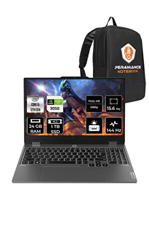 Lenovo LOQ i5 12450HX 24GB 1TB SSD RTX3050/6GB 95W 144Hz FHD 15.6" FDOS Gaming Laptop & PER4 ÇANTA