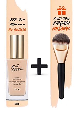 Yoğun Kapatıcılık ve Işıltı Sunan Fondöten Clio Kill Cover Glow Foundation (4-Bo Ginger)SPF50+PA++++