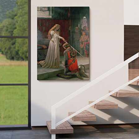 Edmund Leighton The Accolade Dekoratif Duvar Tablosu-6130