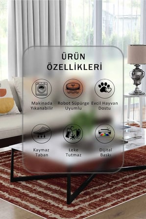Yıkanabilir Kaymaz Taban Dijital Baskılı Halı ve Yolluk – Leke Tutmaz Salon & Mutfak Halısı