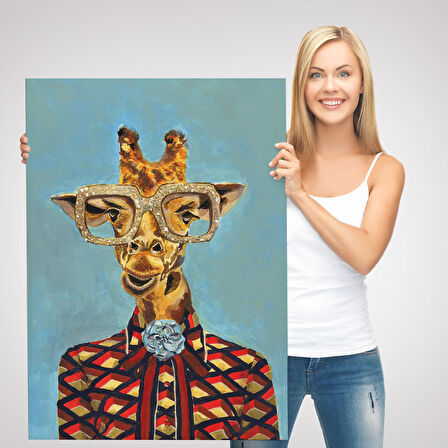 Sosyetik Zürafa Dekoratif Duvar Tablosu-6131