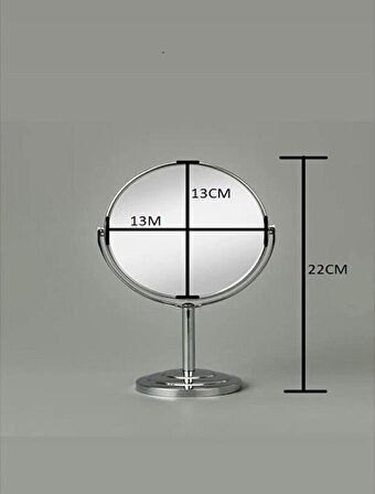 SONX Masaüstü Ayaklı 360° Dönebilen Ev, Ofis, İşyeri, Seyahat İçin Mini Krom büyüteçli ayna 21x15