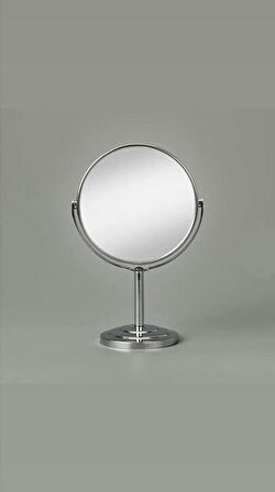 SONX Masaüstü Ayaklı 360° Dönebilen Ev, Ofis, İşyeri, Seyahat İçin Mini Krom büyüteçli ayna 21x15