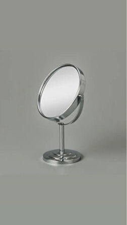 SONX Masaüstü Ayaklı 360° Dönebilen Ev, Ofis, İşyeri, Seyahat İçin Mini Krom büyüteçli ayna 21x15