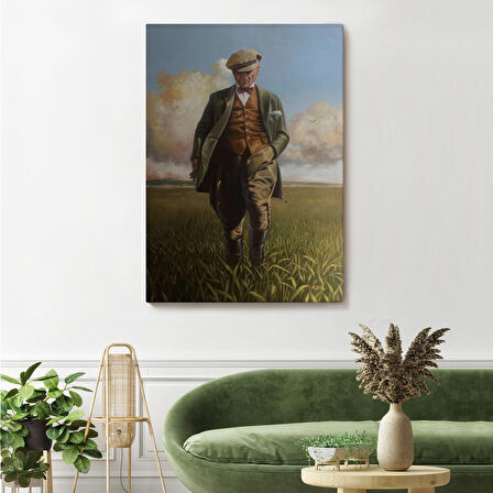 Tarlada Yürüyen Mustafa Kemal Atatürk Duvar Tablosu-6132