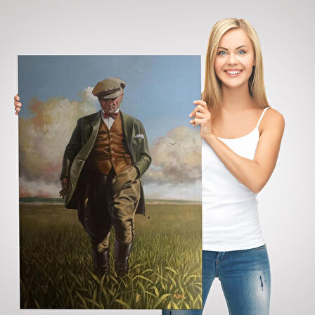 Tarlada Yürüyen Mustafa Kemal Atatürk Duvar Tablosu-6132