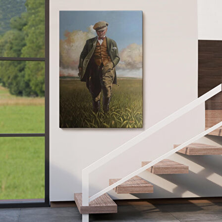 Tarlada Yürüyen Mustafa Kemal Atatürk Duvar Tablosu-6132