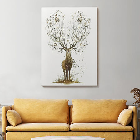 Yaprak Boynuzlu Geyik Tablosu-6133