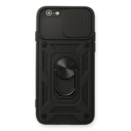 Apple İphone 6 Kılıf Pars Lens Yüzüklü Silikon - Siyah