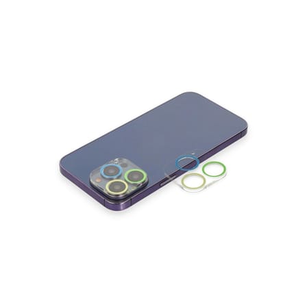 Apple İphone 13 Pro Max Renkli Kamera Lens Koruma Cam - Yeşil-sarı