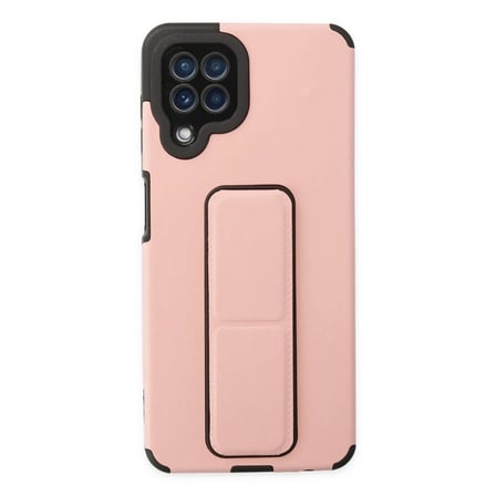 Samsung Galaxy A22 Kılıf Mega Standlı Silikon - Pudra