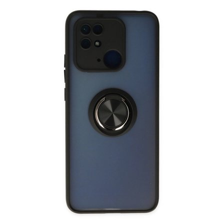 Xiaomi Redmi 10c Kılıf Montreal Yüzüklü Silikon Kapak - Siyah