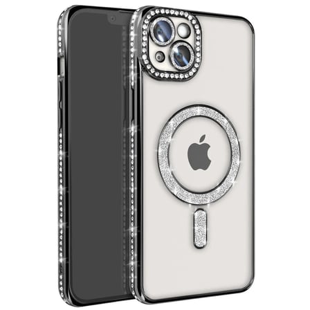 Apple İphone 15 Kılıf Joke Simli Magneticsafe Kılıf - Siyah