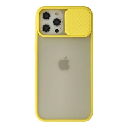 Apple İphone 12 Pro Max Kılıf Palm Buzlu Kamera Sürgülü Silikon - Sarı
