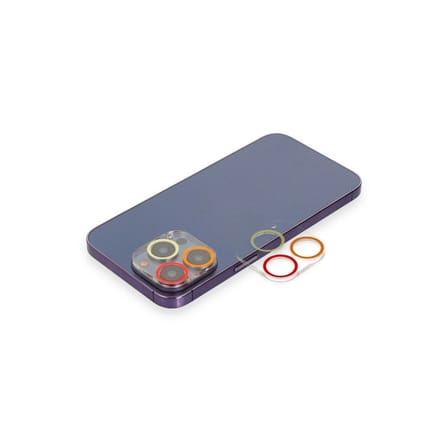 Apple İphone 12 Pro Renkli Kamera Lens Koruma Cam - Turuncu-kırmızı