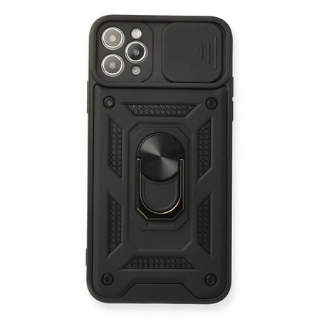 Apple İphone 11 Pro Max Kılıf Pars Lens Yüzüklü Silikon - Siyah