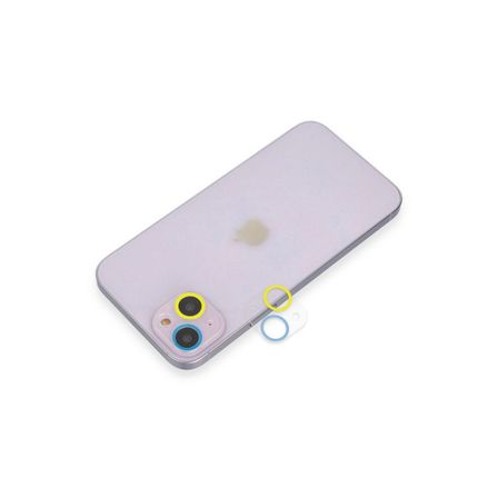 Apple İphone 13 Mini Renkli Kamera Lens Koruma Cam - Sarı-mavi