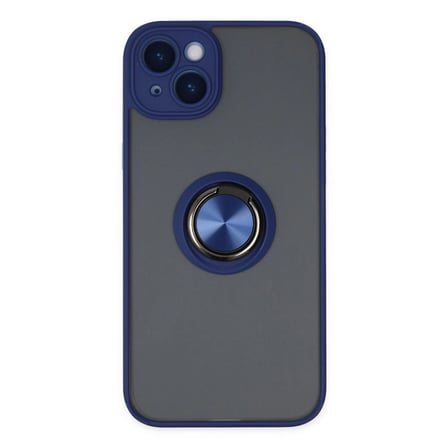 Apple İphone 14 Kılıf Montreal Yüzüklü Silikon Kapak - Lacivert