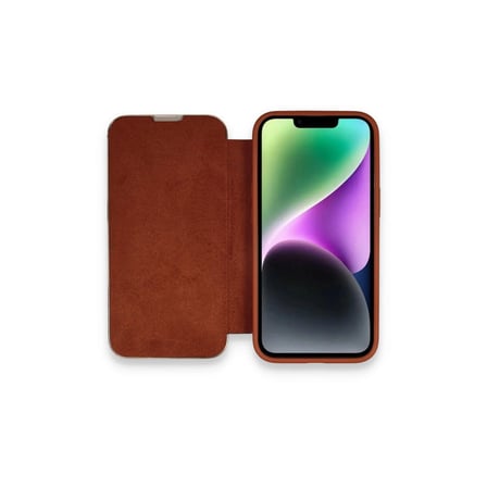 Apple İphone 13 Pro Kılıf Dolpin Kapaklı - Kahverengi