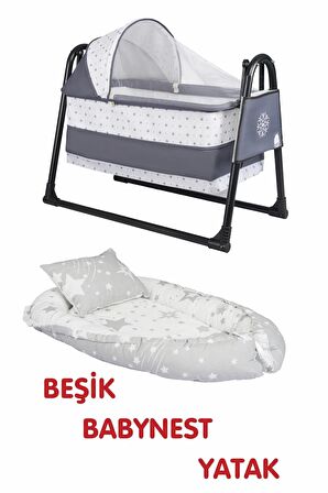 Btrend Babynest Yatak Ve Yastık+ Cep Hediyeli Sallanır Sepet Beşik Bebek Beşiği Hamak 2 li Set