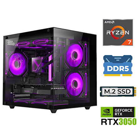 Xaser Elite X30 Ryzen 7 7800X3D 16GB DDR5 Ram 1TB M.2 NVMe SSD RTX3050 Sıvı Soğutmalı Masaüstü Oyuncu Bilgisayarı