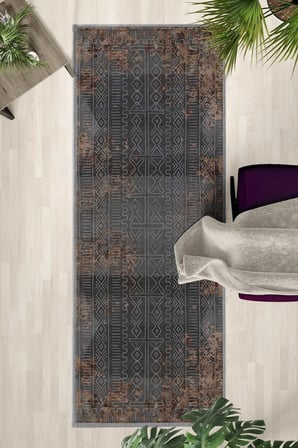 Otello Kahve Yıkanabilir Yolluk Halı Kaymaz Taban Salon Mutfak