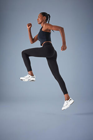 DeFactoFit Siyah Yüksek Bel Beli Saran Pamuklu Basic Düz Sporcu Tayt Z6327AZ25SPBK81