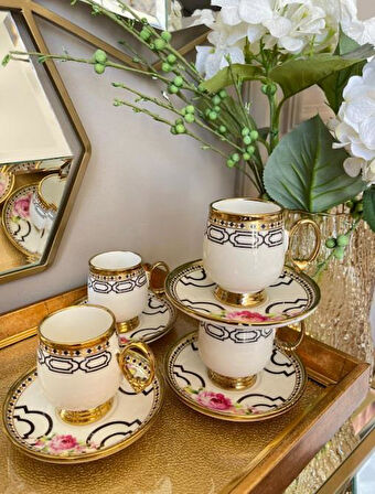 Royking Fleur 6lı Kahve Fincan Takımı PEMBE BKY 004