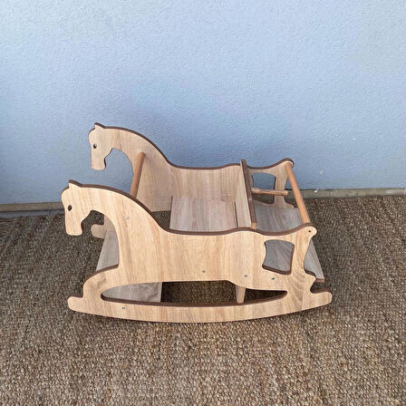 Reyo 3in1 Montessori Sallanan At, Mama Sandalyesi, MDF Çocuk Aktivite Masası