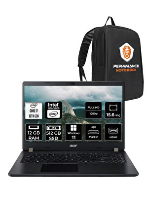 ACER TravelMate P2 i7 1255U 12GB RAM 512GB SSD 15.6'' FHD W11H Taşınabilir Bilgisayar & PER4 ÇANTA