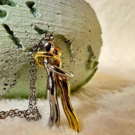 Uretti - Melik 9215 1030 Sarılan Çift Sevgili Kolyesi