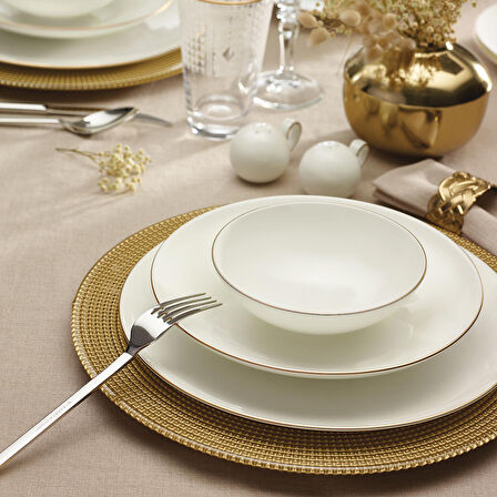 Karaca Fine Pearl Extra Chanak 62 Parça 12 Kişilik Yemek Takımı Gold