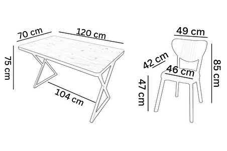 Lifema 4 Kişilik Çam Mutfak Masa Sandalye Takımı 120 X 70 Cm
