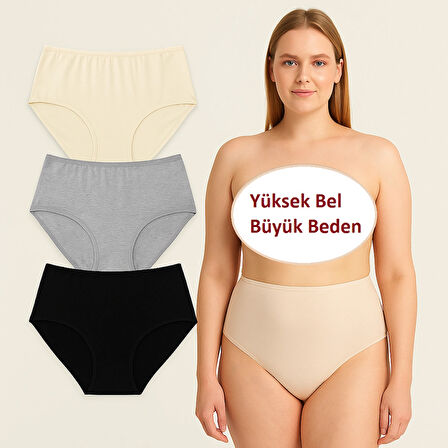 Kadın Büyük Beden (MI Emay 6141 4XL ve 6152 5XL) 3'lü Yüksek Bel 1. Kalite Bato Külot