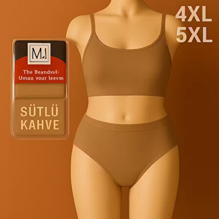 Kadın MI Külot Büyük Beden Yüksek Bel 1. Kalite SÜTLÜ KAHVE Renk 4XL ve 5XL Seçenekleriyle