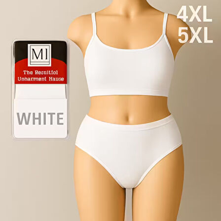 Kadın MI Külot Büyük Beden Yüksek Bel 1. Kalite Beyaz Renk 4XL ve 5XL Seçenekleriyle