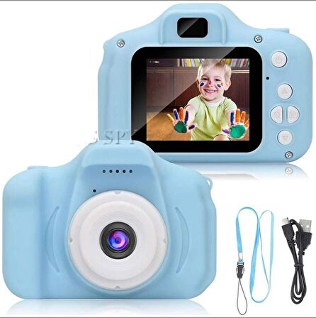 Dijital Fotoğraf Makinesi Çocuk Mini 1080p Hd Kamera Selfie Çocukfoto 91x56 mavi