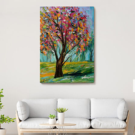 Renkli Bahar Ağacı Dekoratif Duvar Tablosu-6144