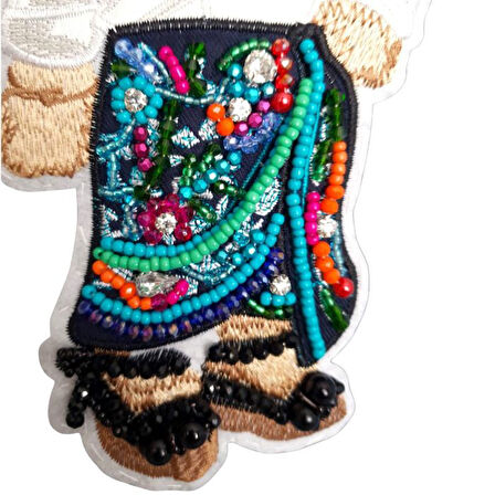 Uretti - Sümeyya 2589 9753 Özel Tasarım Boncuk Ve Taş İşlemeli Mavi Kadın Kot Ceket - 38 / 40