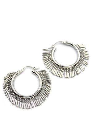 Sallantılı Halka Küpe - Gümüş