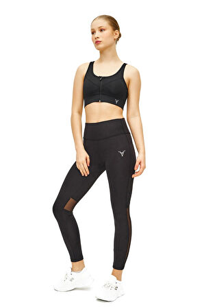 Kadın Fermuar Detaylı Bej Büstiyer / Spor Büstiyer