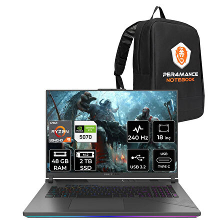 ASUS Rog Strix G18 R9 8940HX 48GB 2TB SSD RTX5070/8GB 240Hz 18" WQXGA FDOS Gaming Laptop G814PP